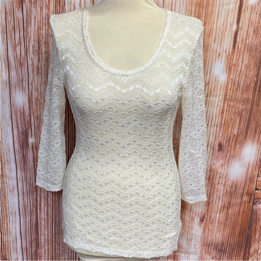 BKE Sheer Cream Lace‎ Top